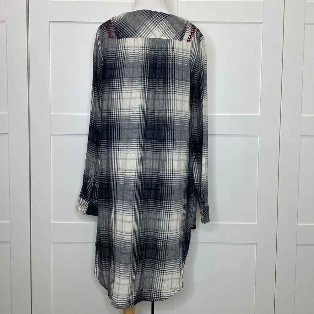 Anthropologie Floreat Embroidered Plaid Tunic Womens S - Picture 4 of 6